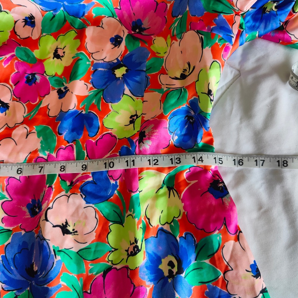 ROTATE Birger Christensen Floral Satin Puff Sleeve Mini Dress Open Back US 10 - Picture 14 of 16